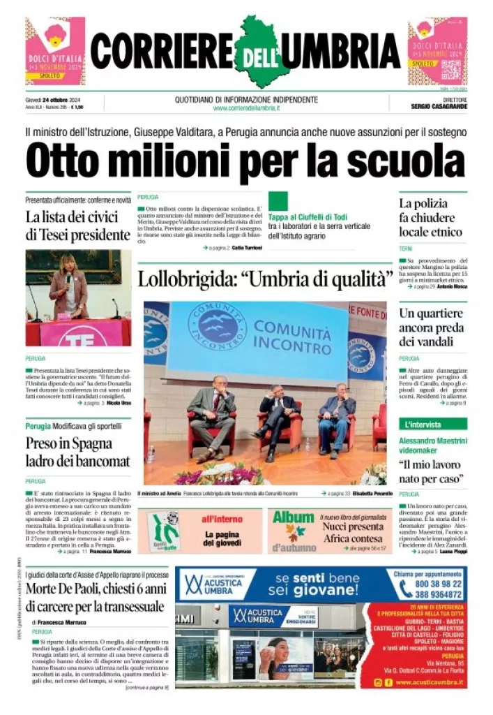 Prima-pagina-corriere umbria-del-2024-10-24